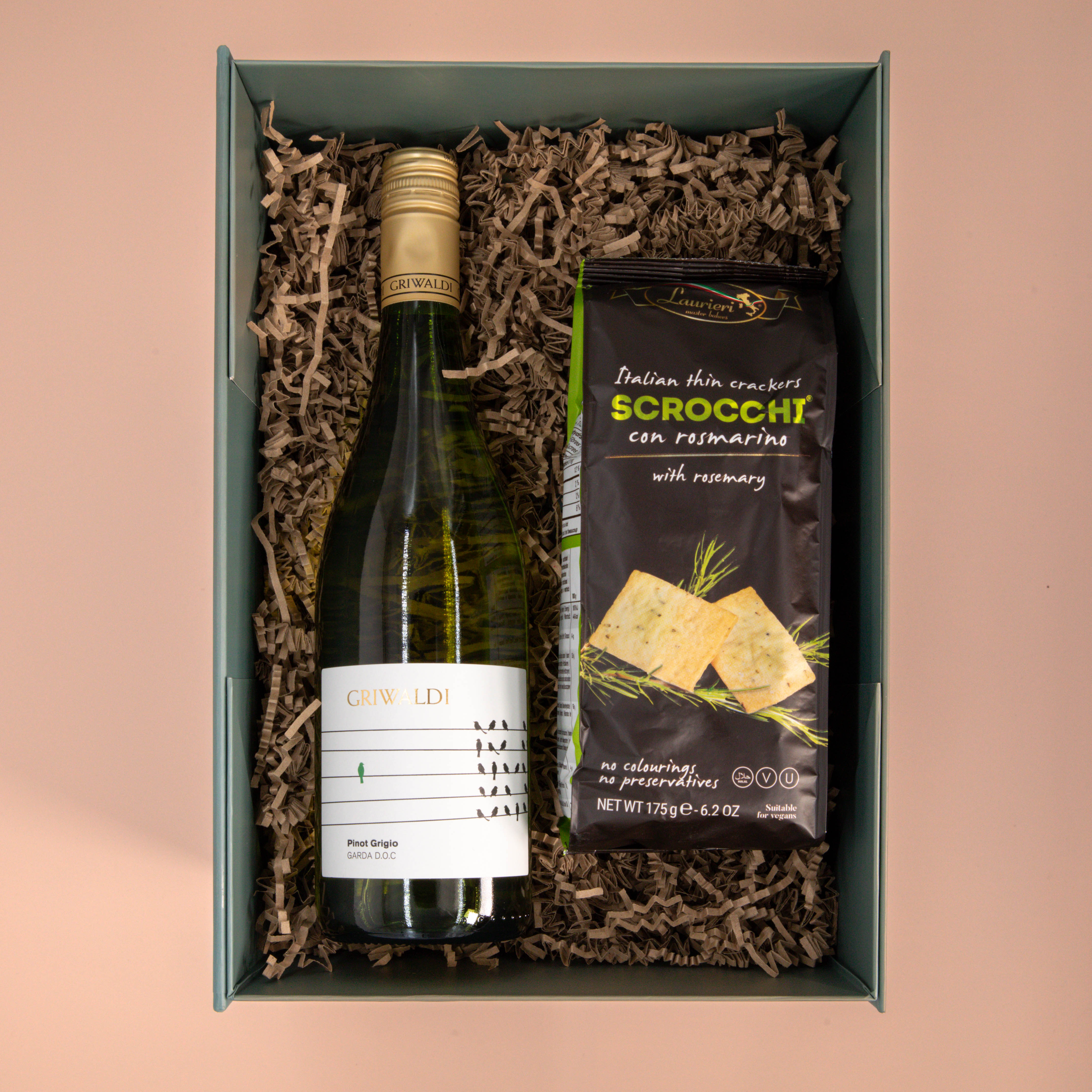 Weinbox Pinot Grigio mit Scrocchi Rosmarino