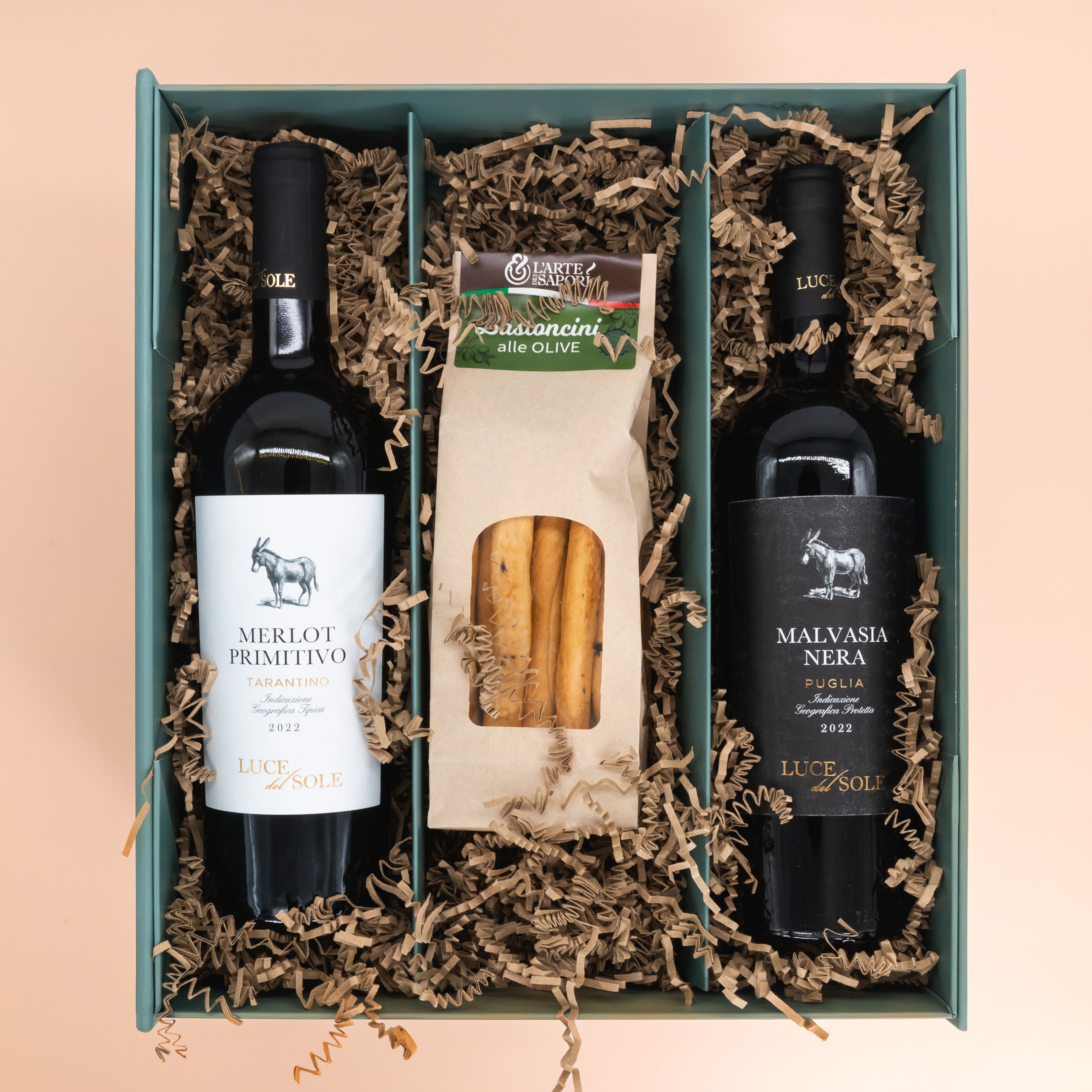 Weinbox Italien mit Premium Sticks Olive